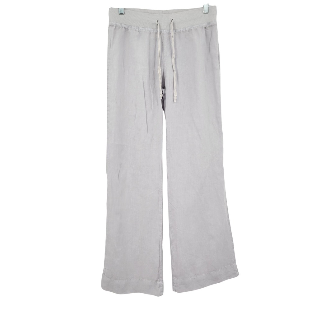 Bella Dahl Linen Wide Leg Pants Women Size S Grey Coastal Beach Flowy Minimalist